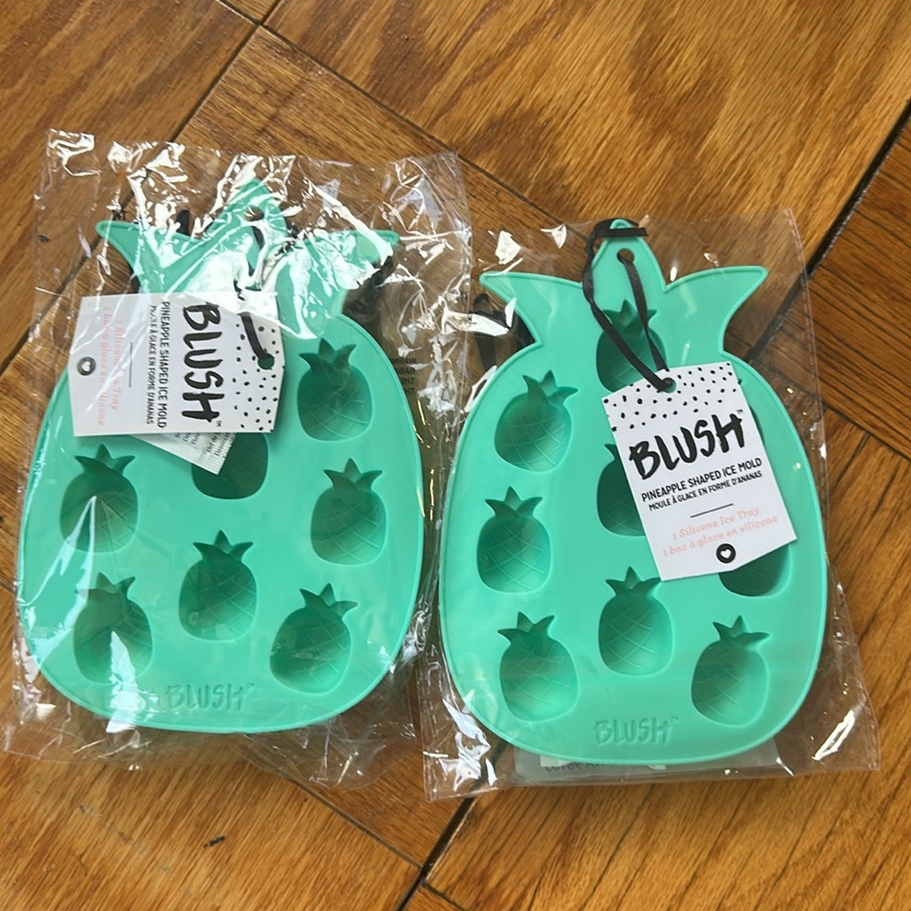 2 Blush pineapple shaped silicone ice mold